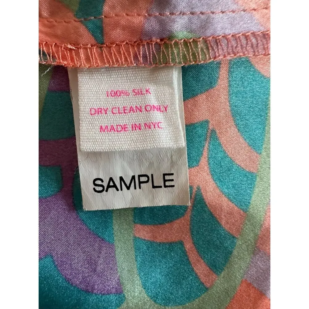 Alice & Trixie 100% Pastel Silk Open Front Kimono Sample Paisley Geo Top Size S - Picture 13 of 15